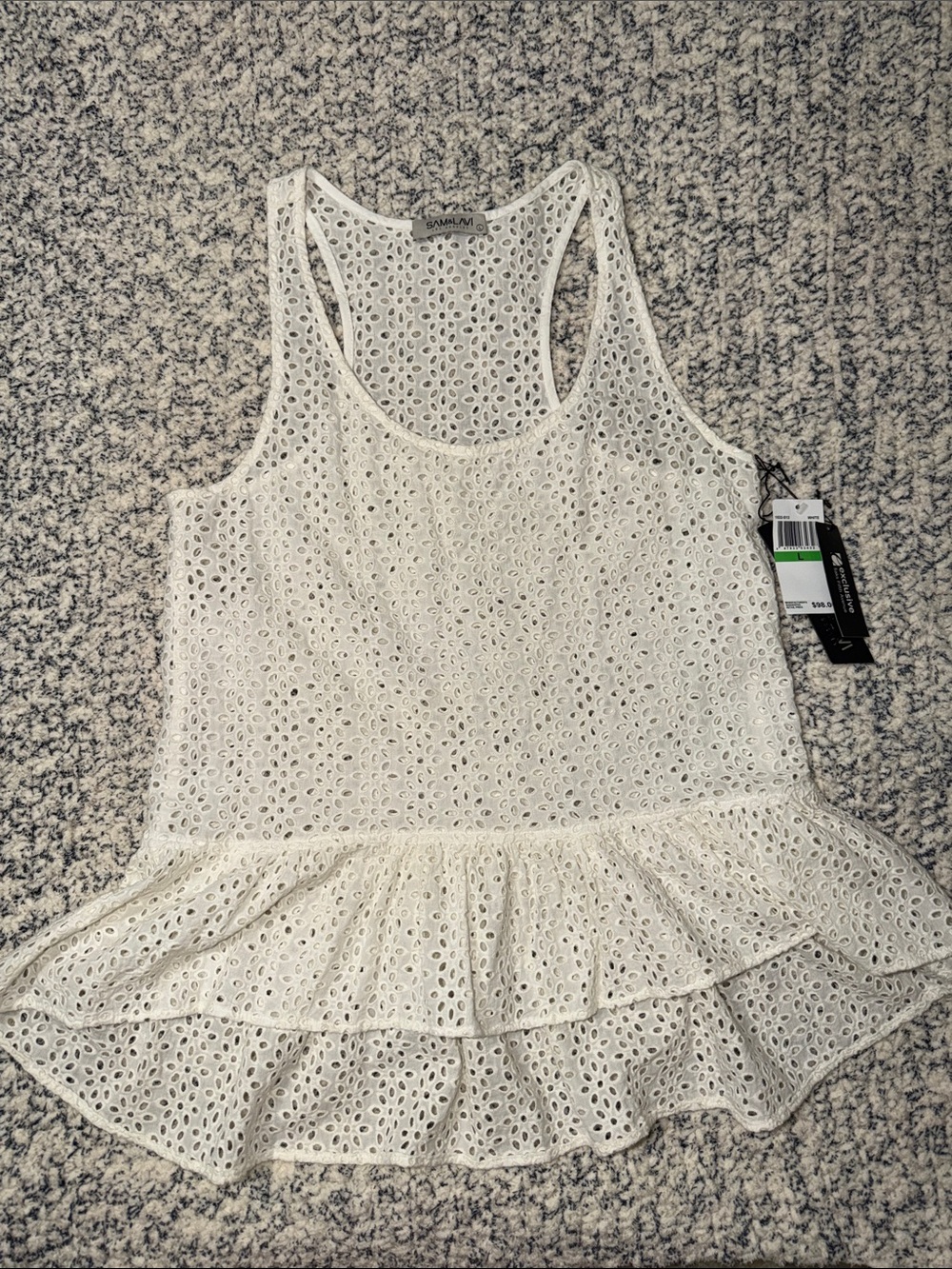 Sam & Lavi White Eyelet Peplum Tank